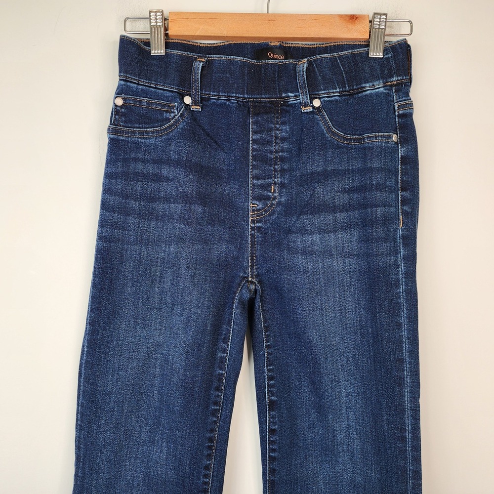 Quince Nina Pull On Stretch Flare Jeans Women's XS Nocturne Blue Dark Wash - Picture 3 of 9